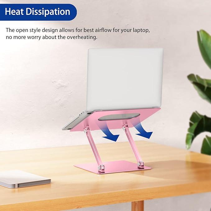 BESIGN LS10 Aluminum Laptop Stand, Ergonomic Adjustable Notebook Stand, Computer Holder Compatible with Air, Pro, Dell, HP, Lenovo More 10-14" Laptops, Pink