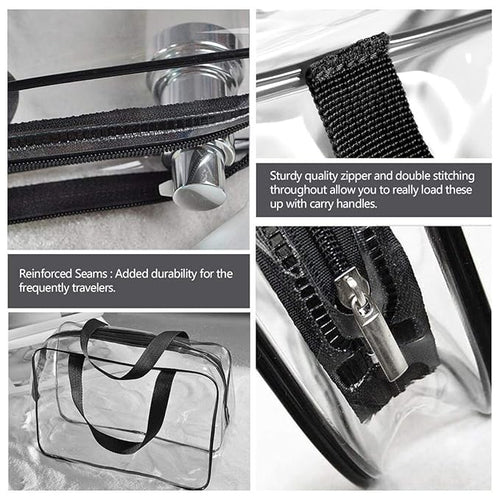 2Pcs Crystal Clear PVC Travel Toiletry Bag Kit for Women Men, Waterproof Vinyl Packing Organizer Storage Bags with Zipper Handle Straps, Cosmetic Pouch Carry on Airport Airline Compliant Bag Handbag