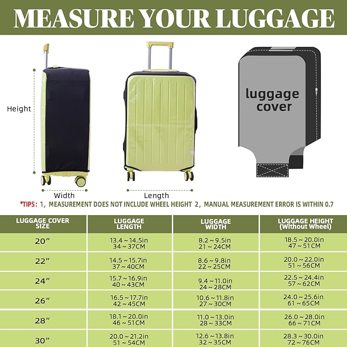 Clear Luggage Cover Protectors For Suitcases,Elastic Transparent waterproof PVC Suitcase Covers Protector Fit 20-30 Inch wheeled Luggage (22")
