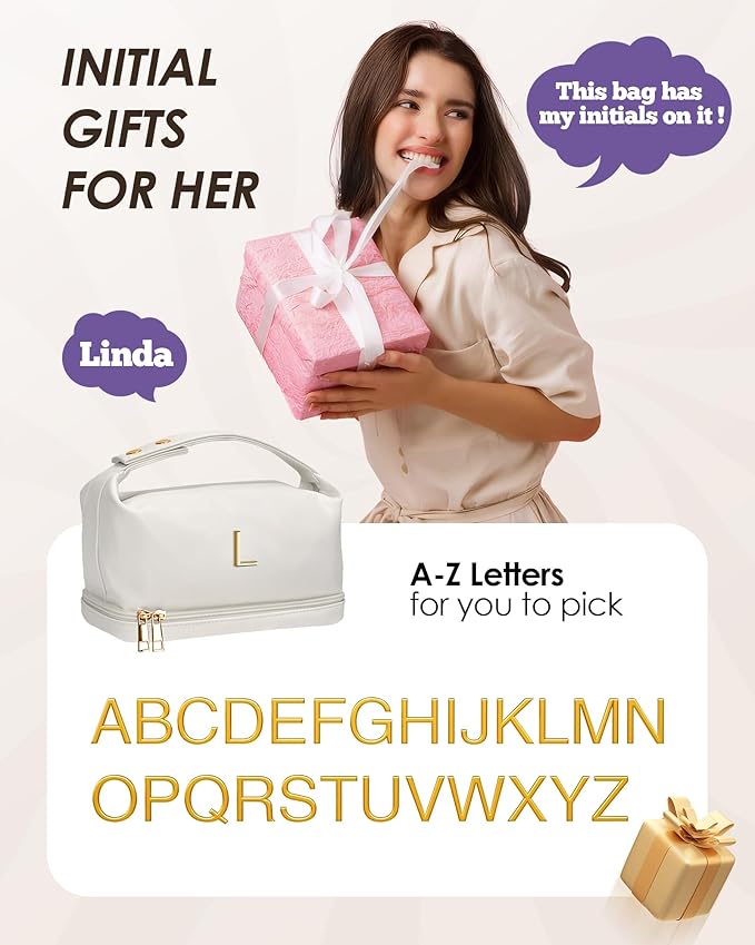Daughter Gifts, Birthday Gifts Ideas-Personalized Makeup Bag, Office Gifts for Women Cosmetic Bag with Makeup Brush Organizer, Graduation Gifts for Sister, 9 10 11 12 13 14 Year Old Girls