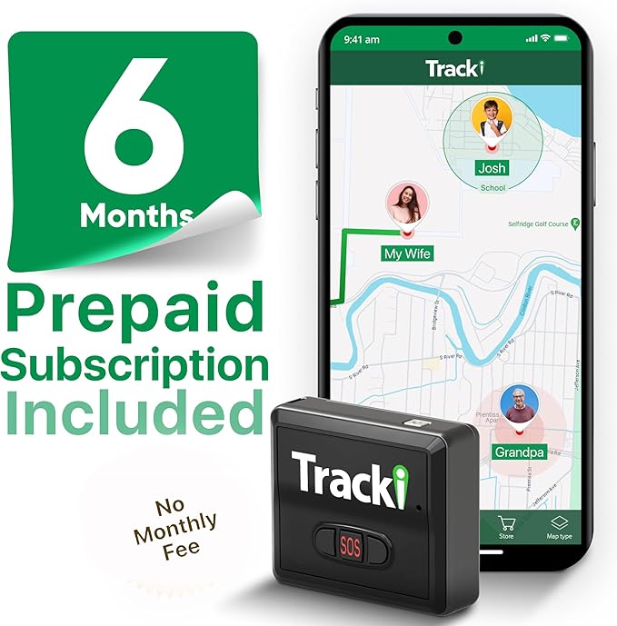Tracki GPS Tracker for Vehicles, Car, Kids. Subscription Needed. US-Made Tech. 4G LTE GPS Tracking Device. Unlimited Distance, US & Worldwide. Small (Tracker) (Tracker 6-mo Subscription Incl.)