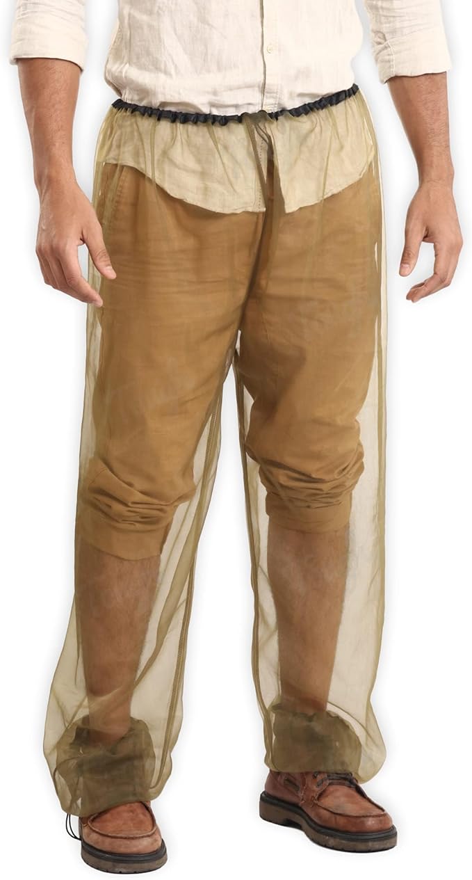 Tough Outdoors Mosquito Pants - Bug Pants for Men & Women - Net Bug Mesh for Gardening & Outdoor Protection from Flies, Gnats - with Free Carry Pouch - Green/Pants Only, Small-Medium