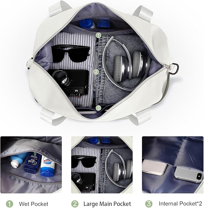 Travel Duffel Bag, Sports Tote Gym Bag, Shoulder Weekender Overnight Bag for Women