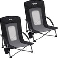 PORTAL Beach Chairs for Adults Camping Low Lightweight Portable Chair with Cup Holder Mesh Back Carry Bag for Outdoor Sand Lawn Travel Picnic Festival Concert, 350LBS