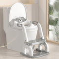 Potty Training Seat Upgraded 2-in-1 Potty Toilet for Kids Boys and Girls, Adjustable Step & Seat Height with Splash Guard Anti-Slip Pad Step Stool(White and Gray)