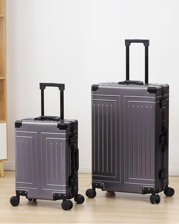 All Aluminum Magnesium 28inch Luggage，Cut from Whole Aluminum Sheet（3rd Generation,Premium Metal zipperless suitcase ） (grey, 28inch)