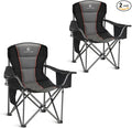 ALPHA CAMP Oversized Camping Chair Heavy Duty Lawn Chair with Cooler Bag Support 450 LBS Steel Frame Collapsible Padded Arm Quad Lumbar Back Folding Chair for Lawn Outdoor