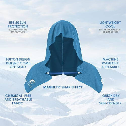 3 Pack Cooling Hoodie Towels for Neck and Face, UPF 50 Sun Protection & Instant Cooling, Ice Towels for Hot Weather, Soft Breathable Towel for Sport, Work Out, Gym, Camping & More Activities