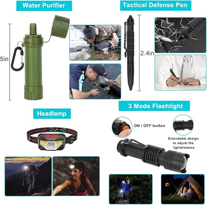 Survival Gear Professional Kit and Large Camping Backpack,First Aid Kit for Adventure Outdoor Hiking Accessories