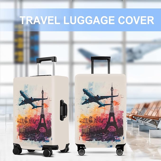 Luggage Cover Washable Suitcase Protector Anti-scratch Suitcase cover Fits 20-34 Inch Luggage (Tower-2, XL(32-34inch suitcase))