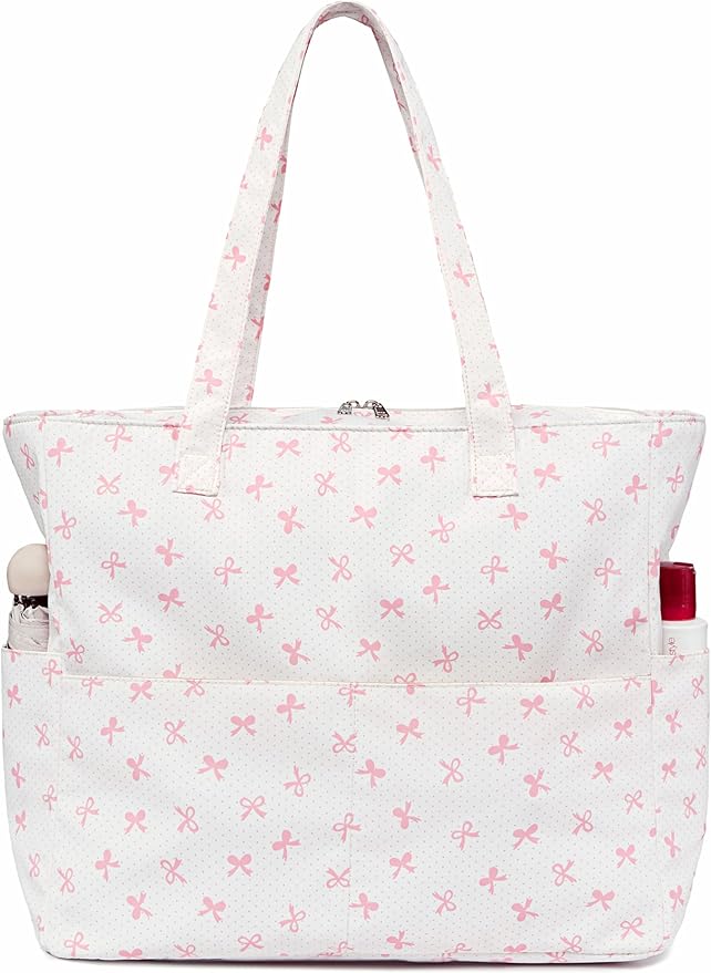 LEDAOU Large Beach Tote Bag Women Waterproof Sandproof Zipper Beach Tote Bag for Pool Gym Grocery Travel with Wet Pocket