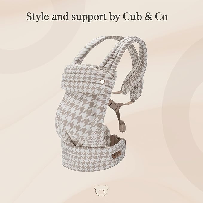 Cub & Co Ergonomic Baby Carrier Newborn to Toddler – 4-in-1 Adjustable with Head & Lumbar Support, Breathable Fabric, Padded Waistband & Travel-Ready Design (Houndstooth)
