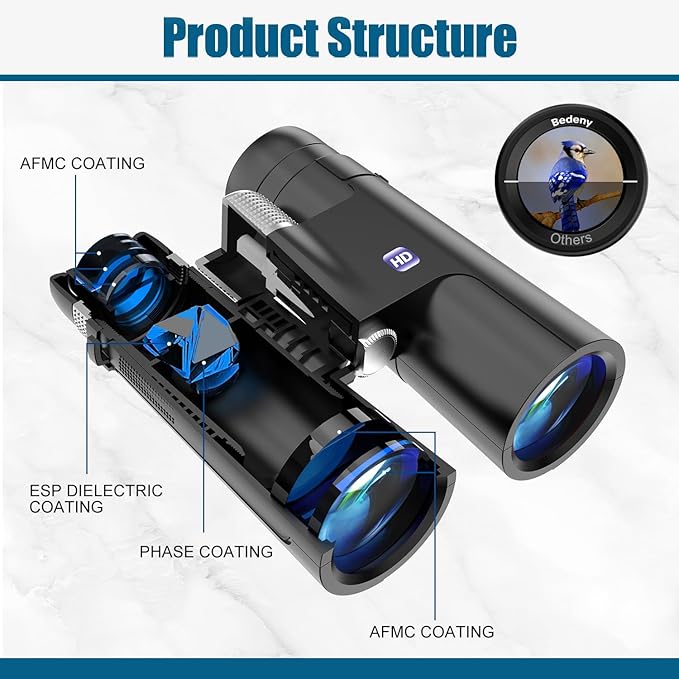 18X50 High Powered Binoculars for Adults with Upgraded Phone Adapter, Tripod and Tripod Adapter,Waterproof Compact Binoculars with Low Light Vision for Bird Watching,Outdoor Hunting,Travel,Sightseeing