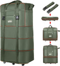 Expandable Large Capacity Travel Bag Oxford Cloth Duffel Bag with Wheels Lightweight Waterproof Travel Foldable Suitcase(ArmyGreen)