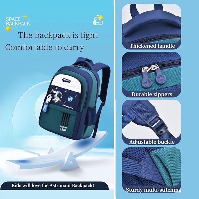 Astronaut-space Kids Backpack for Girls-Boys Elementary Middle School Backpack Book Bags for Girls Lightweight Back Pack pink-blue