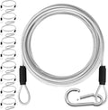 1/8 inch Stainless Steel Security Cable with Hooks 2.6 FT Luggage Lock Security Cable with Loops（10Pack ）