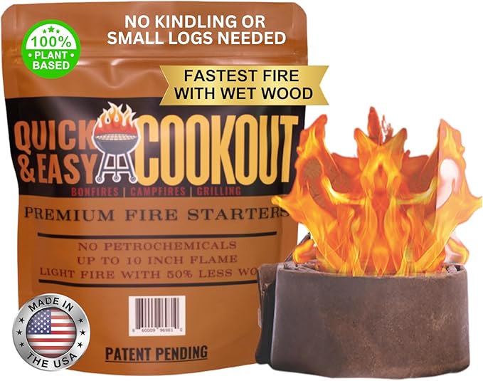 Start Fires Fast with Zero Effort! The Most Powerful Fire Starter You Will Ever Use. Plant-Based Fuels Only. Light Wet Logs Without Kindling. Patent-Pending. for Camping, Fire Pits, Survival