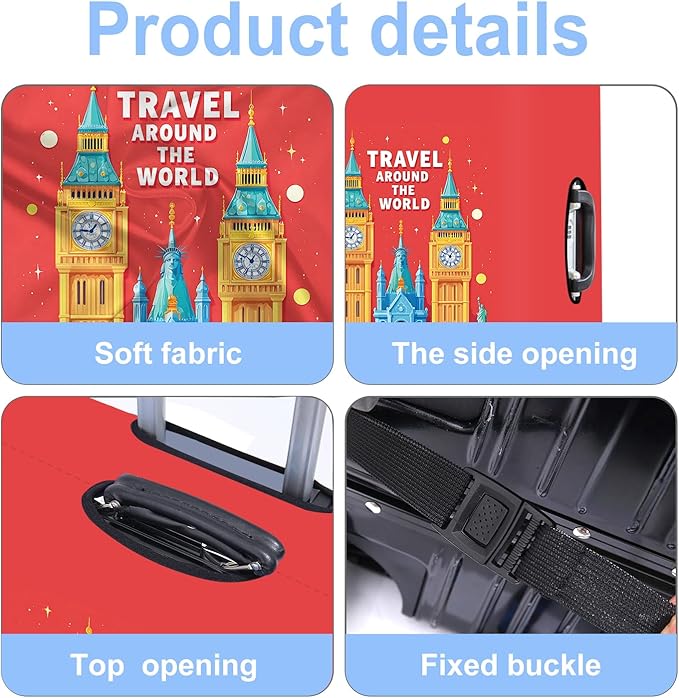 Luggage Cover Washable Suitcase Protector Anti-Scratch,Stretchable Fit for 20-34Inch Luggage Durable Travel Bag Cover with Zipper Closure (London-2, M(fits 24-26Inch suitcase))