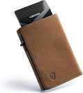 LORZOR Wallet for Men with Metal Card Holder, Pop Up Wallet, Finest Full Grain Leather Trifold Wallet, Smart, Minimalist, RFID Blocking, Front Pocket, ID Window