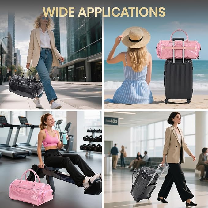 3-in-1 Rolling Garment Bags for Travel, Glitter Wheeled Carry-On Suit Luggage with Shoe Storage & Detachable Bag, Convertible Duffel Bag for Men Women Business Trips Weekender, Wrinkle-Free (Black)