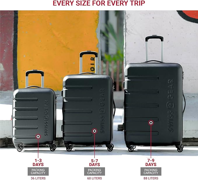 SwissGear 7366 Hardside Expandable Luggage with Spinner Wheels, Sand, Checked-Large 27-Inch