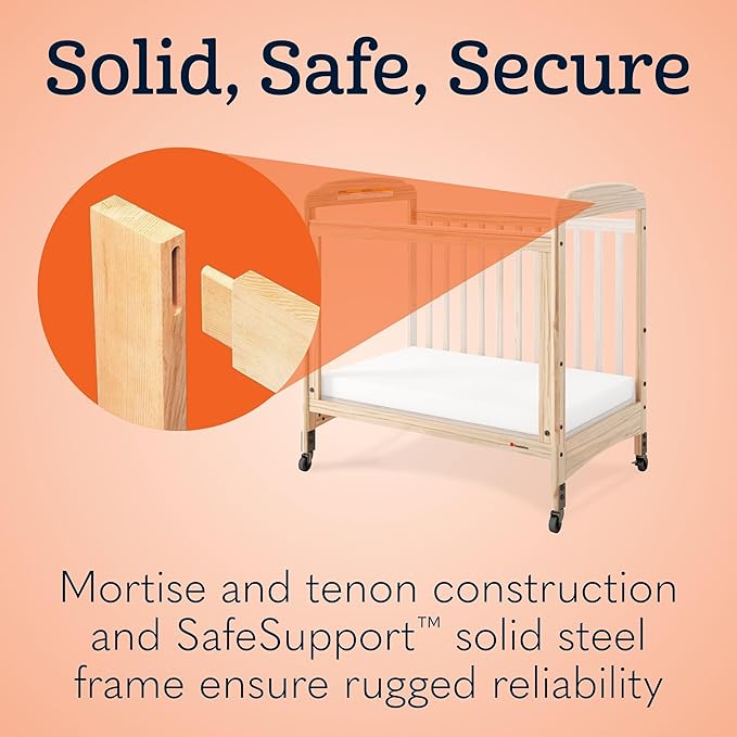 Foundations Serenity 3-Panel Clearview Compact Crib, Fixed-Side, Natural Wood