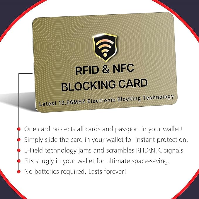 SaiTech IT 20 Pack RFID Cards One Card Protects Entire Wallet Purse For Men & Women, Contactless Bank Debit Credit Card Protector ID ATM Guard Card – Golden