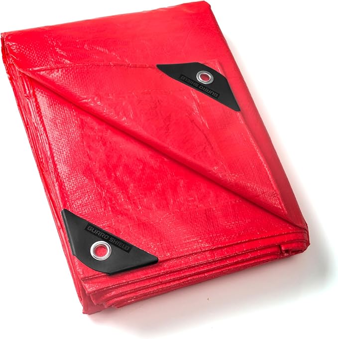 GUARD SHIELD Red Tarp 12x16 Feet Tarps High Visibility Outdoor Poly Cover Lightweight 6mil