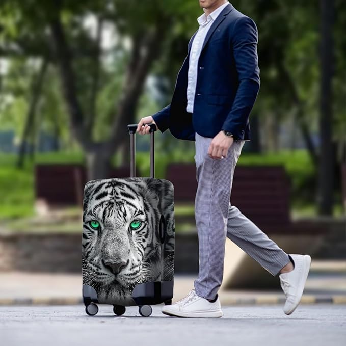 Tiger Animal 3D Printed Travel Luggage Suitcase Cover 26-29 Inch Cover Spandex Suit Case Protector for Carry On Luggage