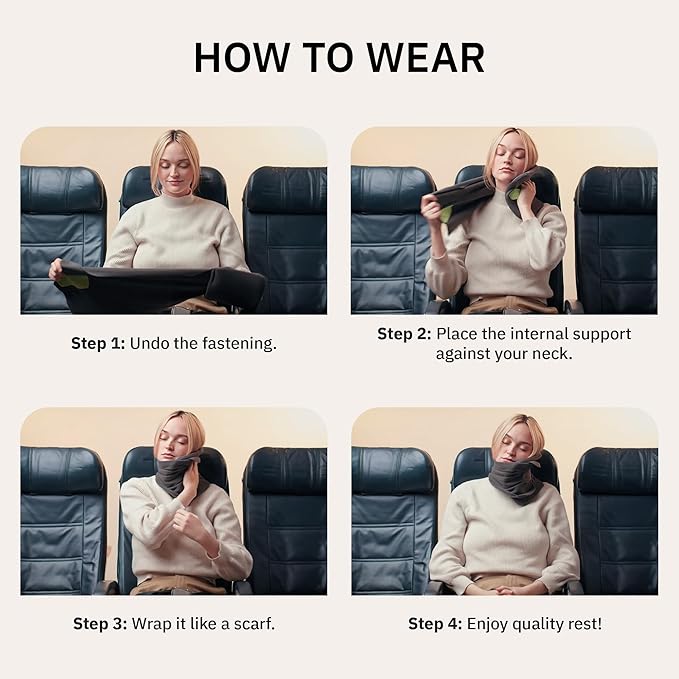 trtl Pillow - Scientifically Proven Super Soft Neck Support Travel Pillow - Machine Washable - Black