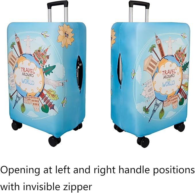 WUJIAONIAO Travel Luggage Cover Baggage Suitcase Cover Protector Skins 18-32 Inch (ocean, S (for 18-20 inch luggage))