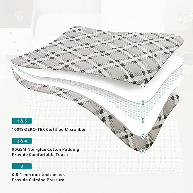 L'AGRATY Weighted Blanket - 60"x80" 20lbs Cooling Breathable Heavy Blanket Microfiber Material with Glass Beads for Adult All-Season Summer Fall Winter Soft Thick Comfort