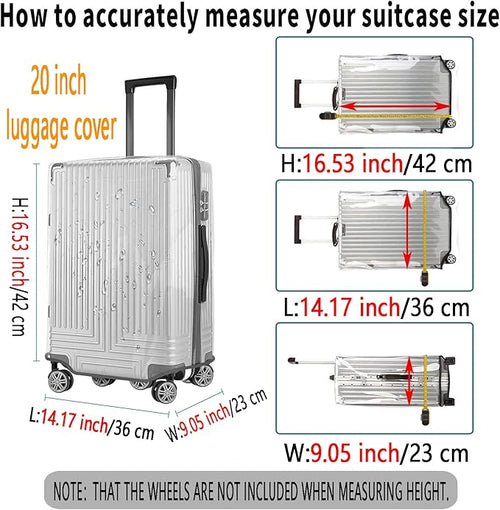 20 Inch Clear PVC Luggage Cover Protectors Suitcase Covers for Luggage Thickened suitcase protective cover for Wheeled Suitcase Suitable for 20"