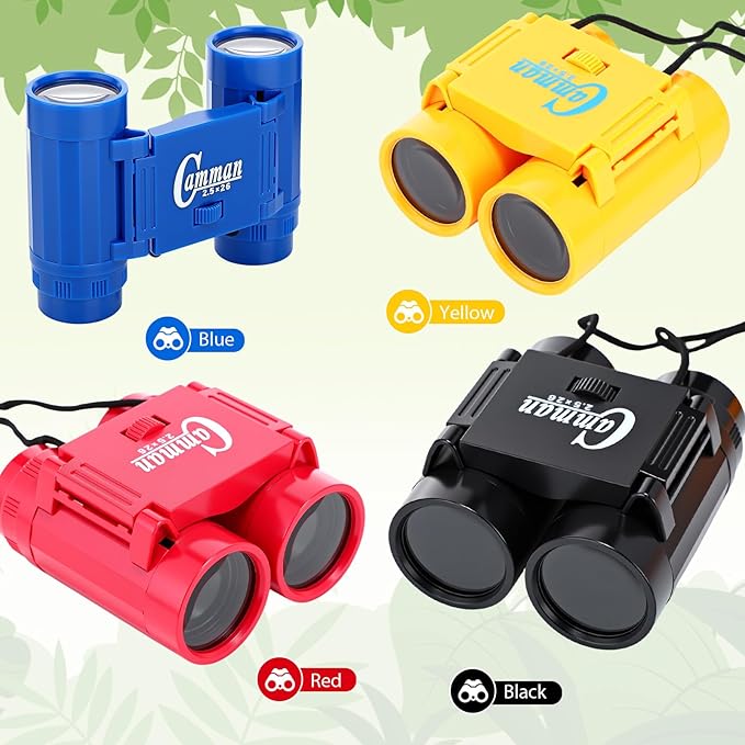 12 Set Binocular Compass Magnifying Glass Set Christmas Birthday Gift Small Telescope Binocular with Whistle Bag for Outdoor Exploring Stocking Stuffer(Assorted Color,Novelty)