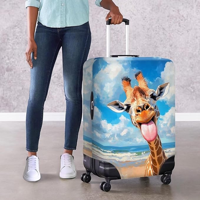 Giraffe Luggage Covers for Suitcase Universal Travel Luggage Cover Suitcase Protector Fits 22-25 Inch (Size M) Anti-Scratch Suitcase Covers Travel Essential Funny Animal Baggage Cover