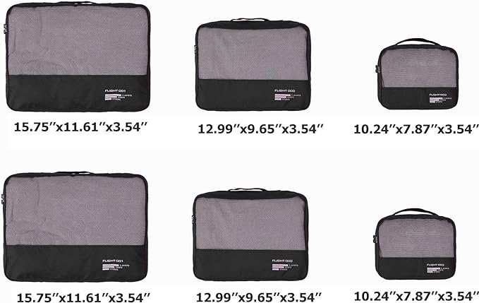 Packing Cubes Set Travel Luggage Organizers Suitcase Lightweight Accessories Black