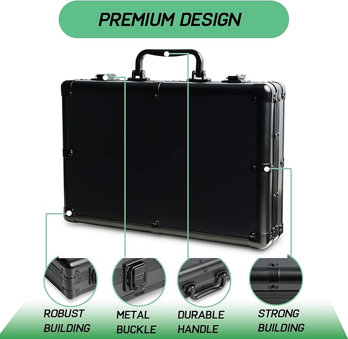 10 slots Aluminum watch case, Hard Deluxe watch storage organizer box with soft foam padding snug fit watches up to 55mm face