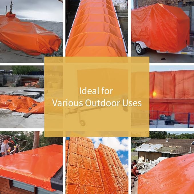 GUARD SHIELD Orange Tarp 12x16 Feet Tarps High Visibility Outdoor Poly Cover Lightweight 6mil