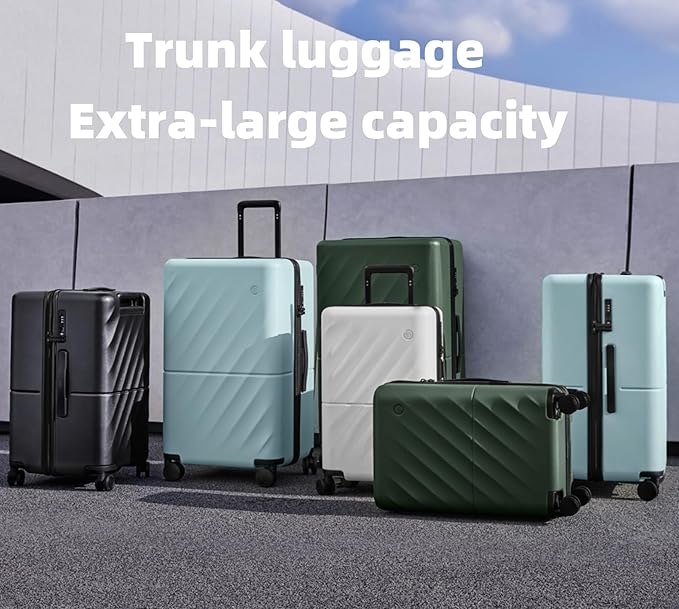Trunk Luggage 26 Inch, Medium Checked Luggage with Double Spinner Wheels, Anti-Burst Zipper, Hard Case PC Suitcase, Lightweight Travel Luggage, TSA Approved (Crystal Green, Hudson)