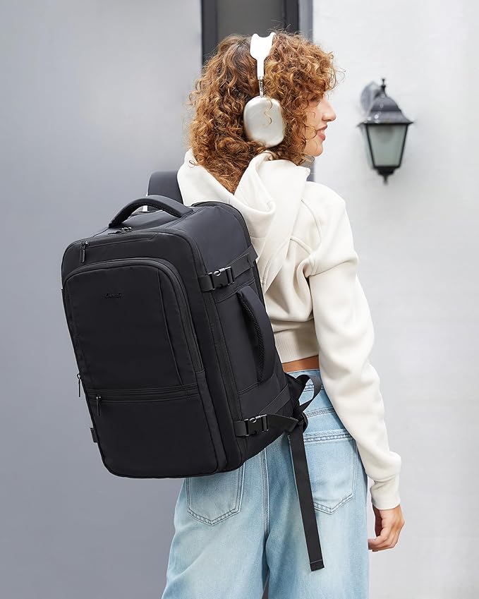 LOVEVOOK Travel Backpack for Women & Men, 50L Large Carry On Backpack Airline Approved, TSA Personal Item Weekender Bag, Water Resistant Laptop Backpacks with 3 Packing Cubes for Travel Essentials