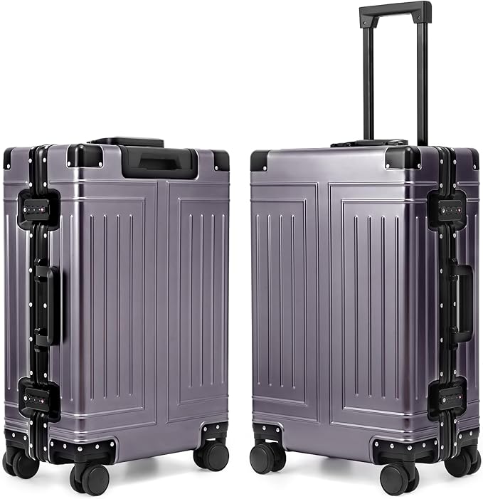 All Aluminum Carry On Luggage，Cut from Whole Aluminum Sheet，22x14x9 Airline Approved ，（3rd Generation，Premium Metal zipperless suitcase ） (grey, 24inch)