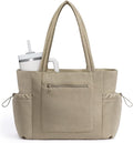 ECOHUB Tote Bag for Women, Work Tote Bags with Laptop Compartment, Large Corduroy Tote Bag with Stanley Cup Holder