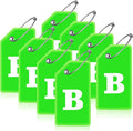 8 Pcs Luggage Tags for Suitcases, 26 Initial Letter Travel Luggage Baggage Identification Labels ID Tags Fully Bendable Tags with Stainless Steel Loop (Letter B, Green)