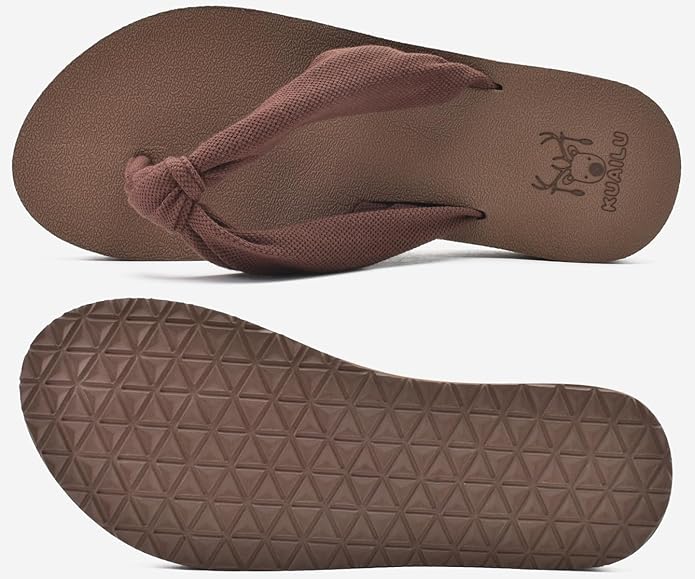 KuaiLu Flip Flops for Women with Arch Support Yoga Mat Comfortable Summer Beach Walking Thong Cushion Sandals Slip On Indoor Outdoor