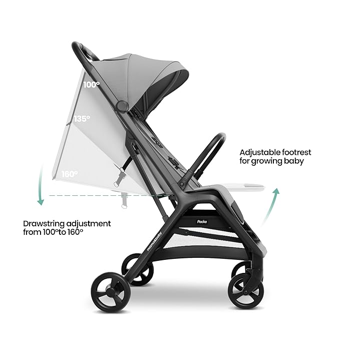 MAMA & BABY Packa Compact Travel Stroller – Lightweight, One-Hand Auto Folding, Portable & Lie-Flat Baby Stroller, Newborns and Toddlers Stroller with UPF 50+ Canopy & Mesh Ventilation