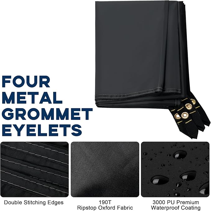 Camping Tent Footprint - 86'' x 74'', Waterproof Ground Sheet Mat for Tent - Ultralight Tarp for Hiking, Backpacking, and Beach Use