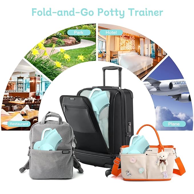 SKYROKU Foldable Kids Toilet Seat – Portable & Anti-Slip Travel Potty Training Seat for Toddlers,Safety material Baby Toilet Seat, Easy Clean & Compact for Home, Daycare, Grandparents House (Ages 2-6)
