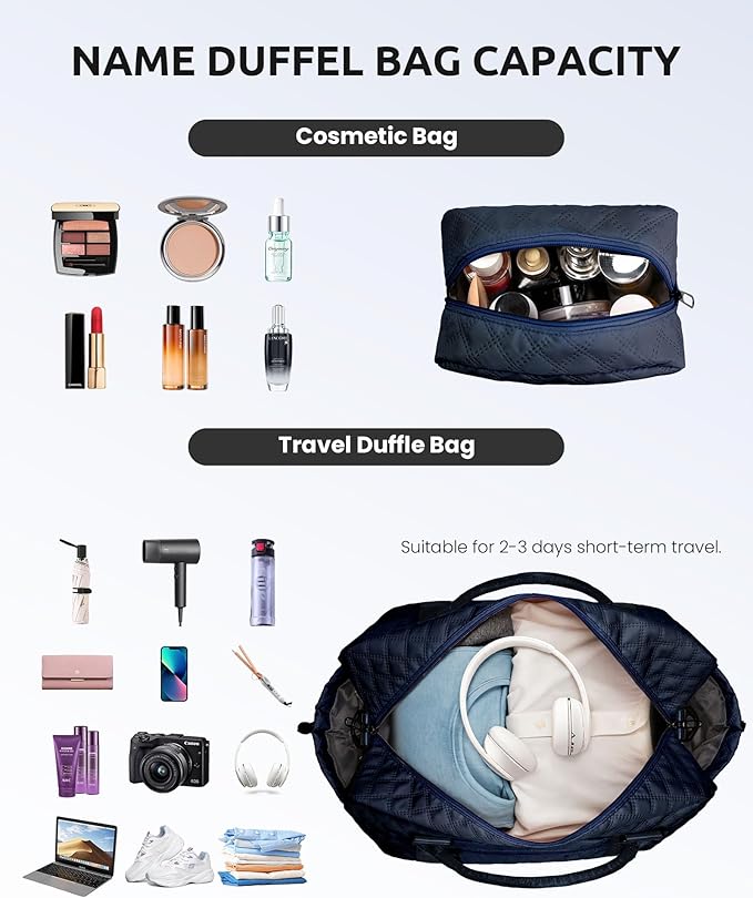 Initial Personalized Travel Bag with Shoulder Strap, Wet Pocket, Makeup Bag Gift for Women (Letter Y)