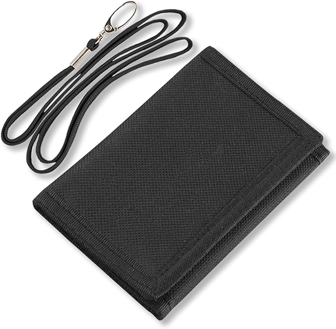 NEICY RFID Blocking Canvas Wallet for Men and Women - Camo Trifold Outdoor Sports Wallets with Magic Sticker for Teen Kids (Black Set)