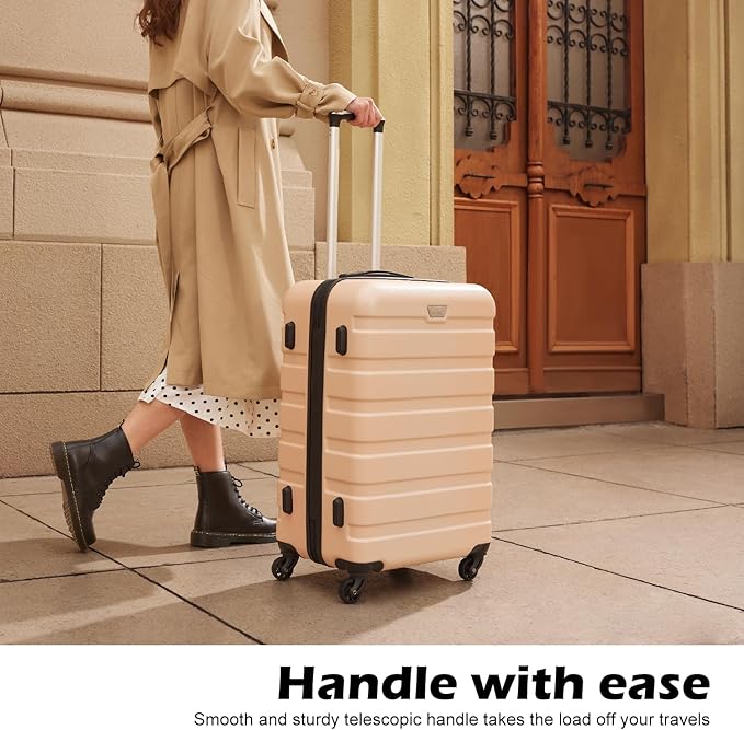 Coolife Luggage 3 Piece Set Suitcase Spinner Hardshell Lightweight TSA Lock (white, 3 piece set(20in24in28in))